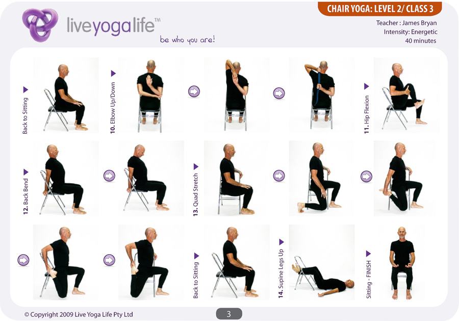 a Life Chair  yoga beginners Live with elderly Yoga Set (Classes for 7) Complete  Yoga poses  1 to